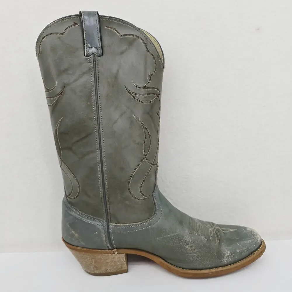Vintage Acme Men's Western Cowboy Boots Gray 12
